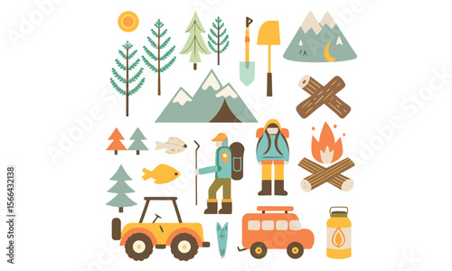 Colorful Camping Adventure Illustration