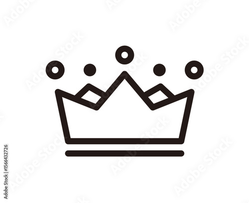 Simple line art illustration of a regal crown, featuring a minimalist design with small circles adorning the top.