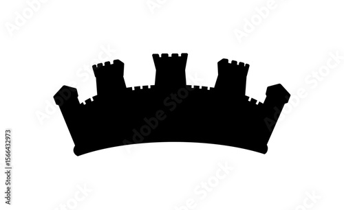 Silhouette of a mural crown, a symbol often used in heraldry and civic representations.