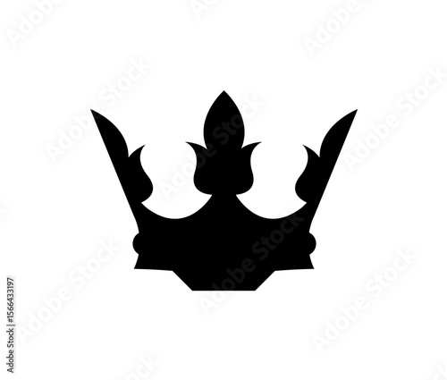 Simple black silhouette of an ornate crown against a white background.