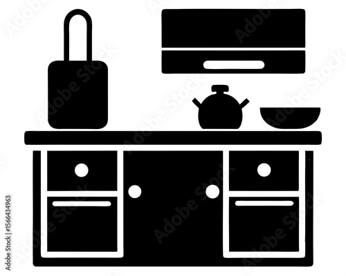 Set of kitchen elements icon black silhouette. Set of kitchen utensils vector design
