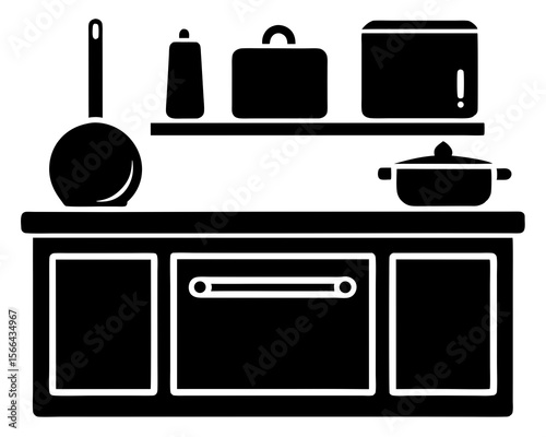Set of kitchen elements icon black silhouette. Set of kitchen utensils vector design