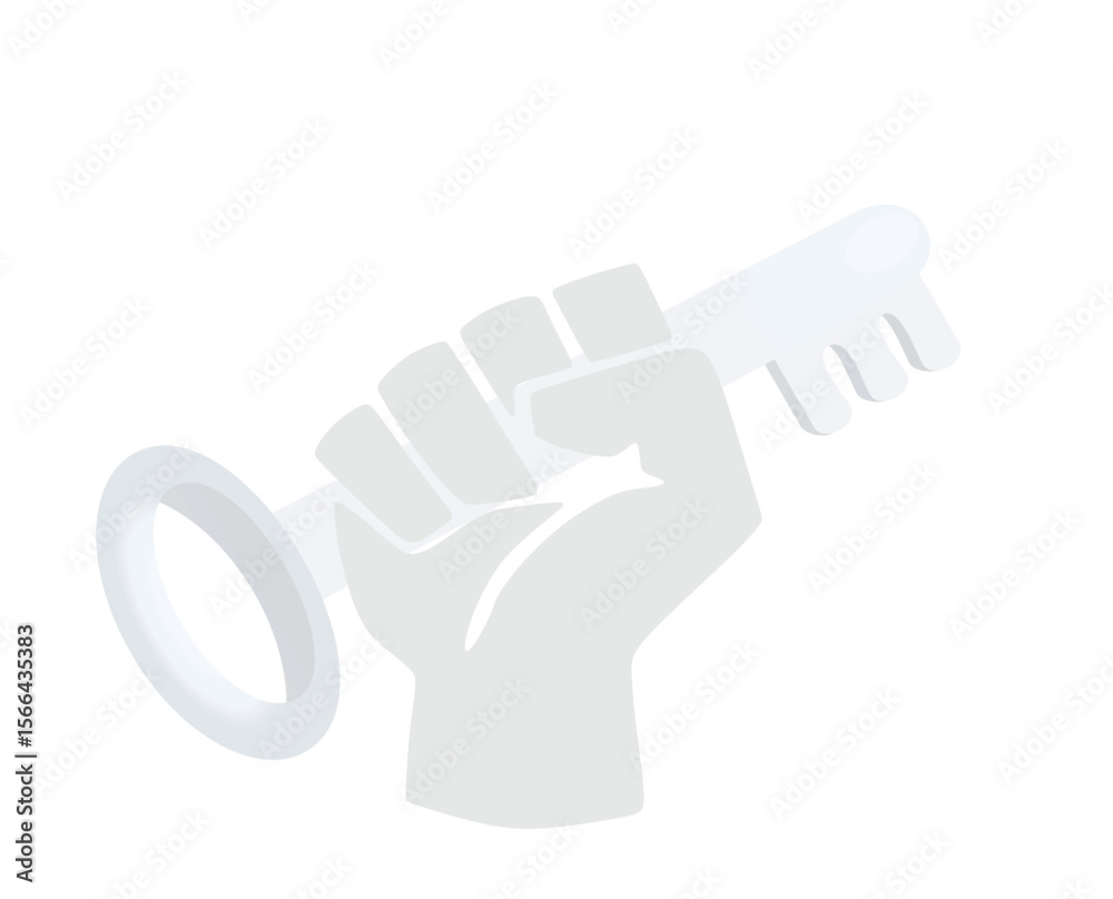 Obraz premium Fist hold old key. vector 