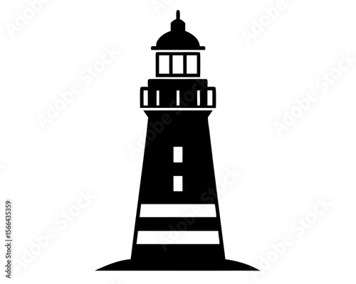 Black and white lighthouse silhouette vector. lighthouse tower silhouette,lighthouse tower icon vector design