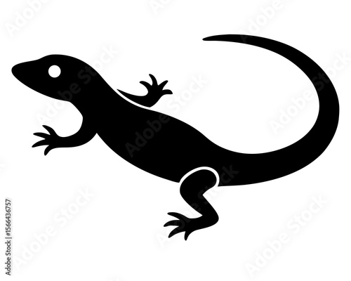 Lizard Silhouette Minimalist Black Gecko and Reptile. silhouette of a lizard, lizard vector silhouette without background