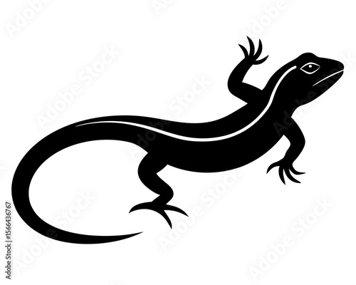 Lizard Silhouette Minimalist Black Gecko and Reptile. silhouette of a lizard, lizard vector silhouette without background
