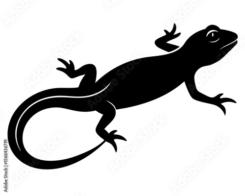 Lizard Silhouette Minimalist Black Gecko and Reptile. silhouette of a lizard, lizard vector silhouette without background