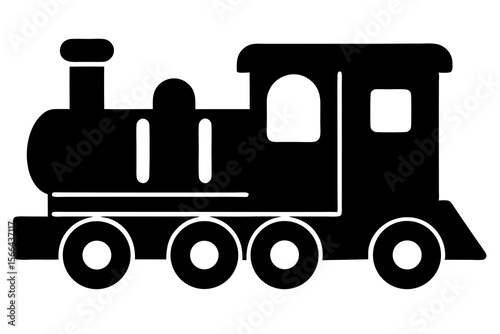 locomotive smoke train silhouette. Vintage steam train traveling through misty landscape vector