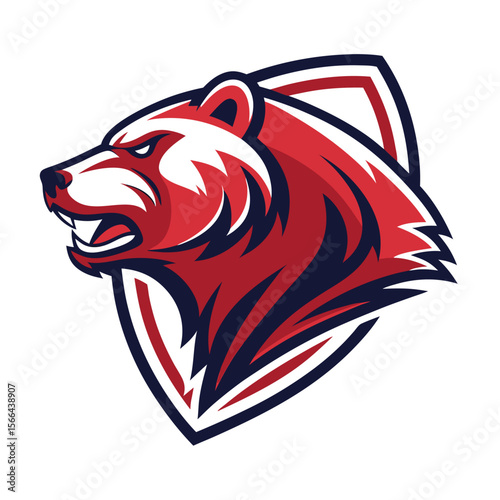 Fierce bear head with shield