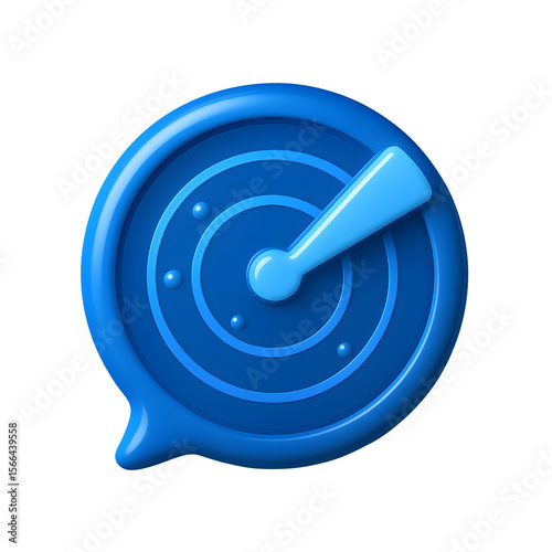 Radar 3D chat icon with blue color Transparent Background