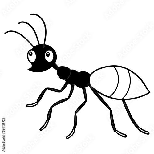 Ant marching line art vector illustration