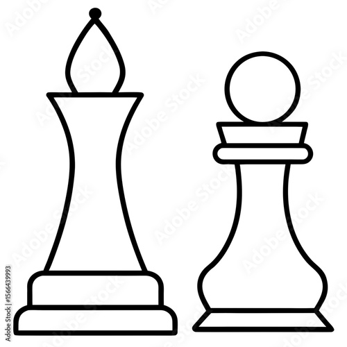 Chess pieces line art vector illustration 