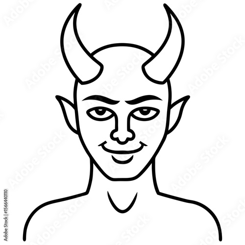 Cyclops walking line art vector illustration 