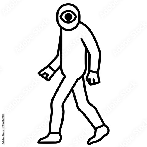 Cyclops walking line art vector illustration 
