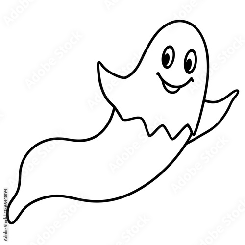 Ghost floating line art vector illustration 