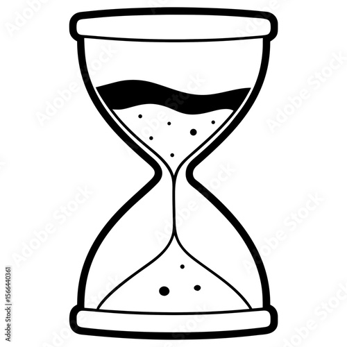  Hourglass with sand line art vector illustration