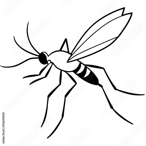 Mosquito flying line art vector illustration
