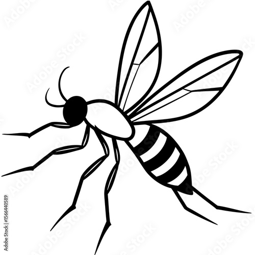 Mosquito flying line art vector illustration