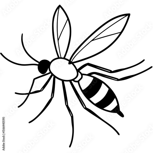 Mosquito flying line art vector illustration