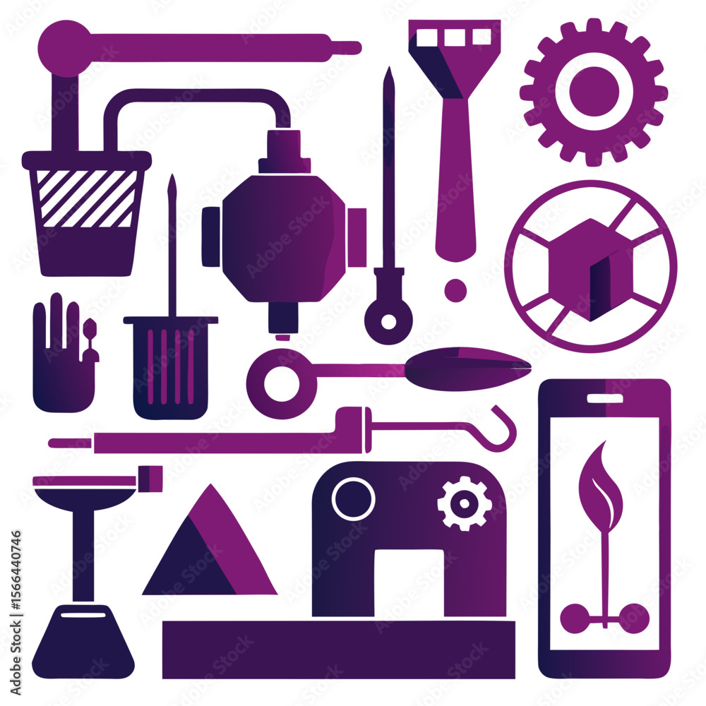Perfect Vector Collection Of 3D Painting Tools Silhouettes For Use Graphics Websites And Apps Designs On White Background Perfect Vector Collection Of 3D Painting Tools Silhouettes For Use Graphics Websites And Apps Designs On White Background