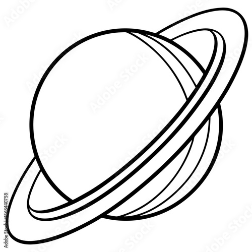 Planet with rings  line art vector illustration