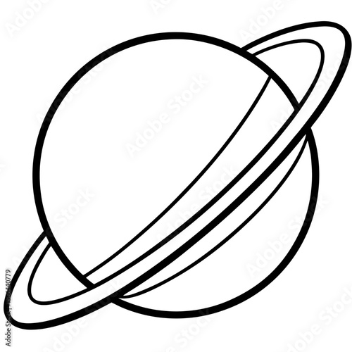 Planet with rings  line art vector illustration