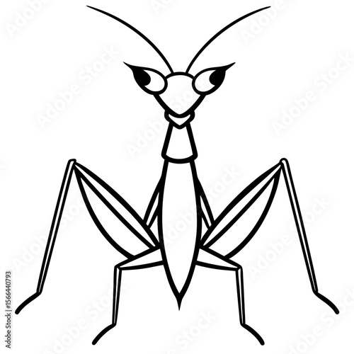 Praying mantis line art vector illustration