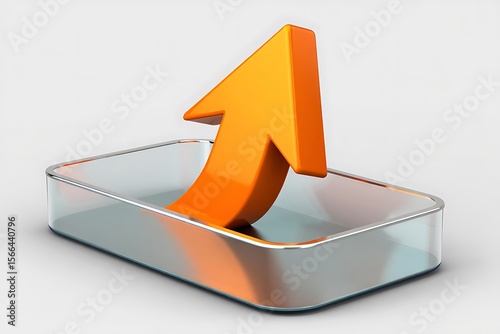 Orange arrow upward direction growth success upload symbol sign progress development improvement concept