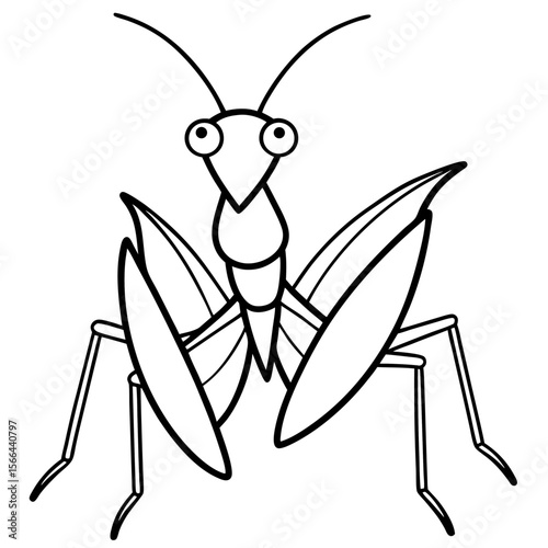 Praying mantis line art vector illustration