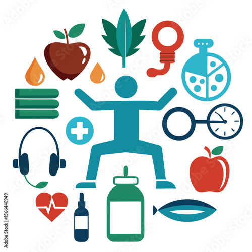 Perfect Vector Collection Of Health And Wellness Tools Silhouettes For Use Graphics Websites And Apps Designs On White Background