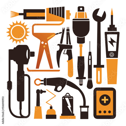 Perfect Vector Collection Of Electrical Tools Silhouettes For Use Graphics Websites And Apps Designs On White Background
