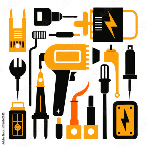 Perfect Vector Collection Of Electrical Tools Silhouettes For Use Graphics Websites And Apps Designs On White Background