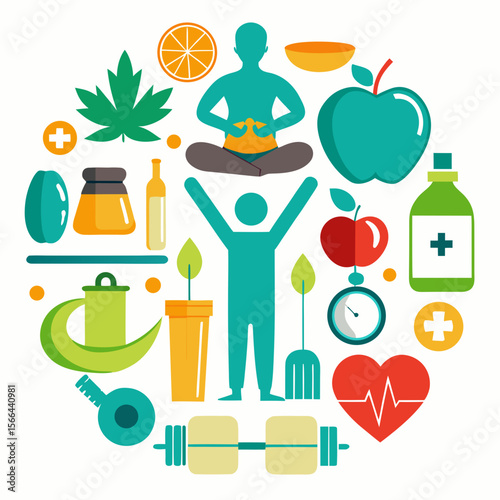 Perfect Vector Collection Of Health And Wellness Tools Silhouettes For Use Graphics Websites And Apps Designs On White Background