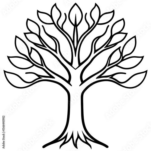 Tree of life line art vector illustration
