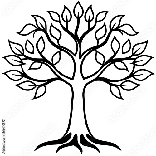 Tree of life line art vector illustration