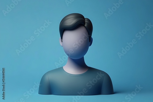 Blue avatar character design rendering person profile illustration simple background user interface graphic