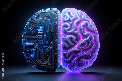 Artificial intelligence brain technology machine learning neural network deep learning concept art