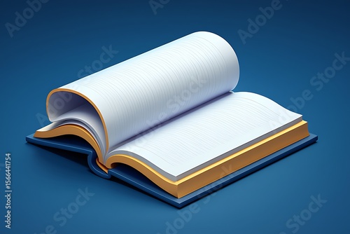Open book reading education literature knowledge learning study text pages blank paper novel story 3d render