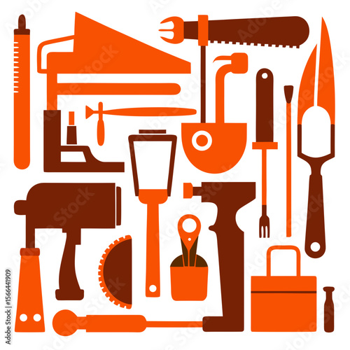 Perfect Vector Collection Of Woodworking Tools Silhouettes For Use Graphics Websites And Apps Designs On White Background
