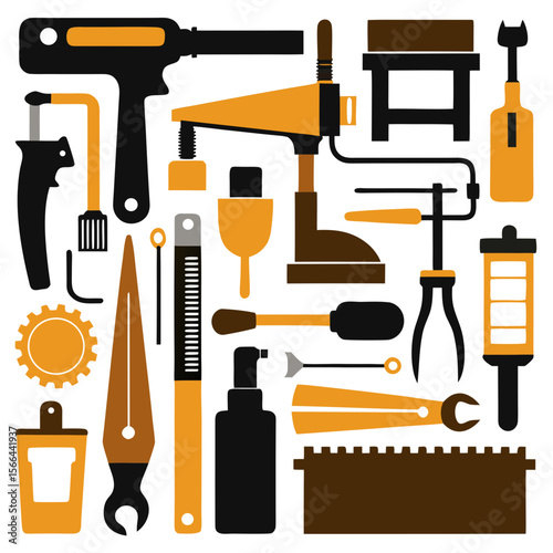 Perfect Vector Collection Of Woodworking Tools Silhouettes For Use Graphics Websites And Apps Designs On White Background