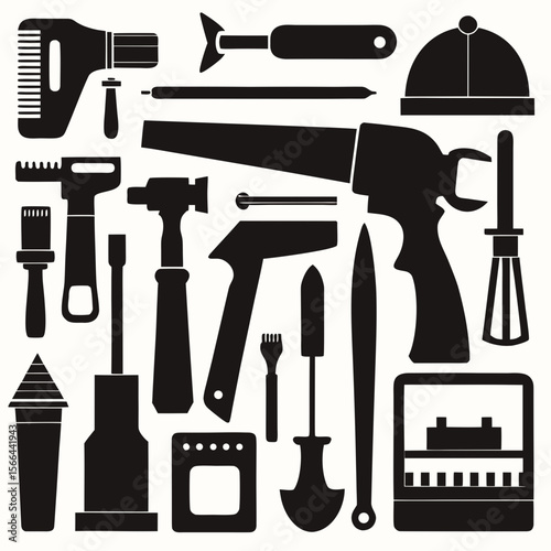 Perfect Vector Collection Of Woodworking Tools Silhouettes For Use Graphics Websites And Apps Designs On White Background