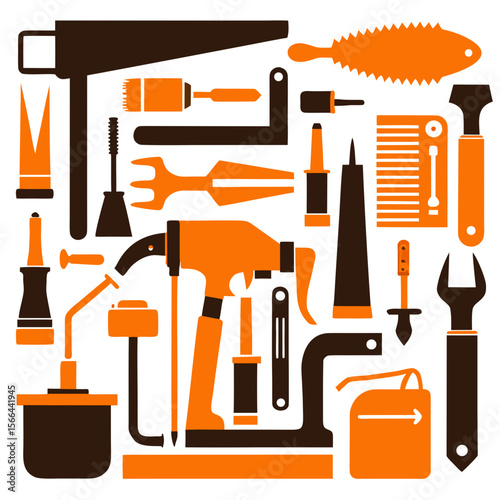 Perfect Vector Collection Of Woodworking Tools Silhouettes For Use Graphics Websites And Apps Designs On White Background