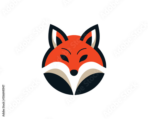 Stylized geometric fox head logo design on white background