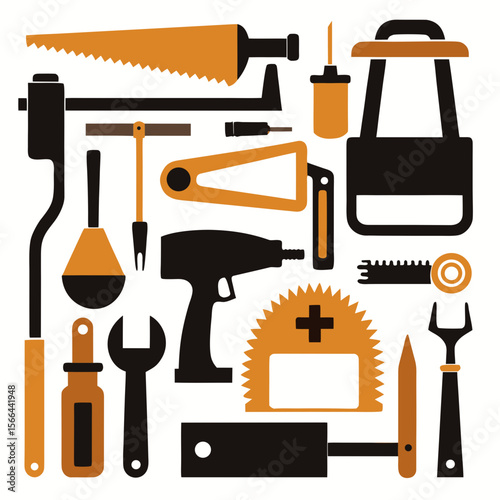 Perfect Vector Collection Of Woodworking Tools Silhouettes For Use Graphics Websites And Apps Designs On White Background
