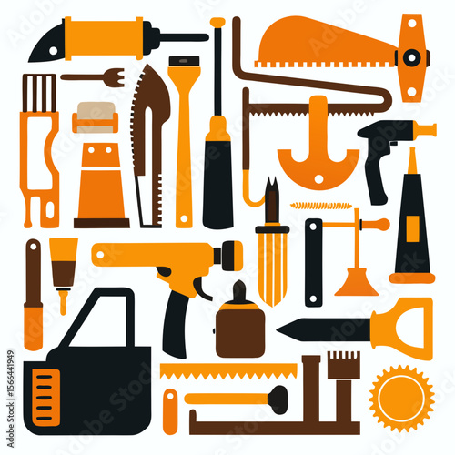 Perfect Vector Collection Of Woodworking Tools Silhouettes For Use Graphics Websites And Apps Designs On White Background