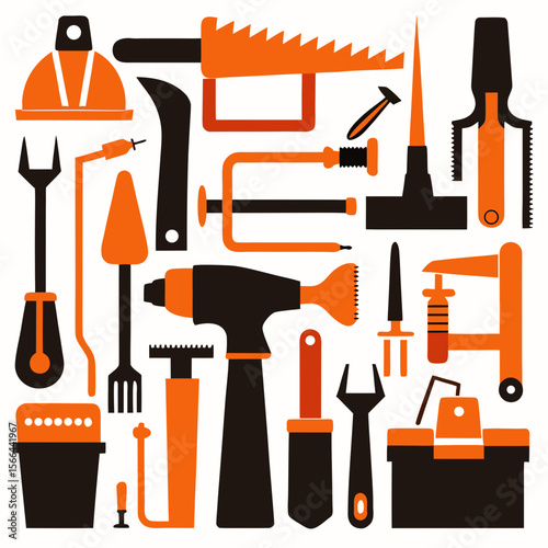 Perfect Vector Collection Of Woodworking Tools Silhouettes For Use Graphics Websites And Apps Designs On White Background
