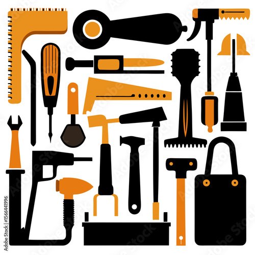 Perfect Vector Collection Of Woodworking Tools Silhouettes For Use Graphics Websites And Apps Designs On White Background
