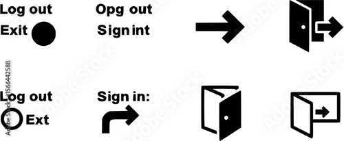 Login and logout icons. Set of sign out, Sign in vector icon. Open and close door symbol. Black exit and enter arrow, vector icon in trendy flat style

