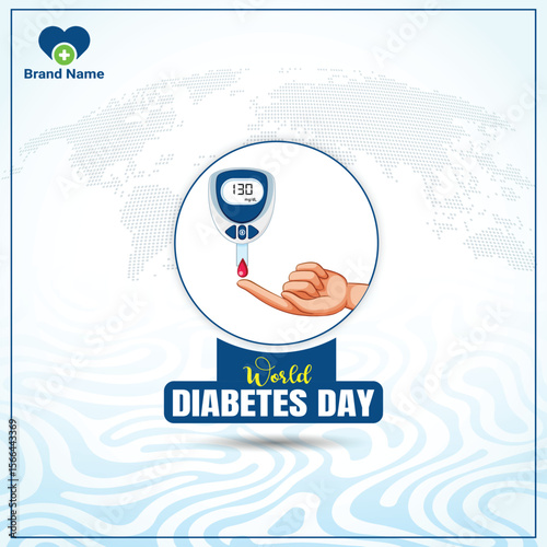 World Diabetes Day Awareness Vector Design with Glucometer and Hand Pricking Blood
