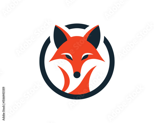 Stylized orange fox face emblem inside a dark blue circle